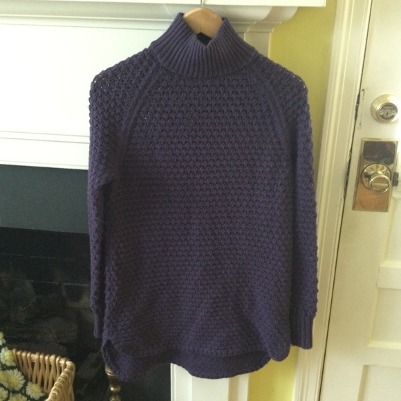 Gap Mockneck Chunky Long Tunic Sweater Purple/Blue - Sz Medium - Picture 1 of 16